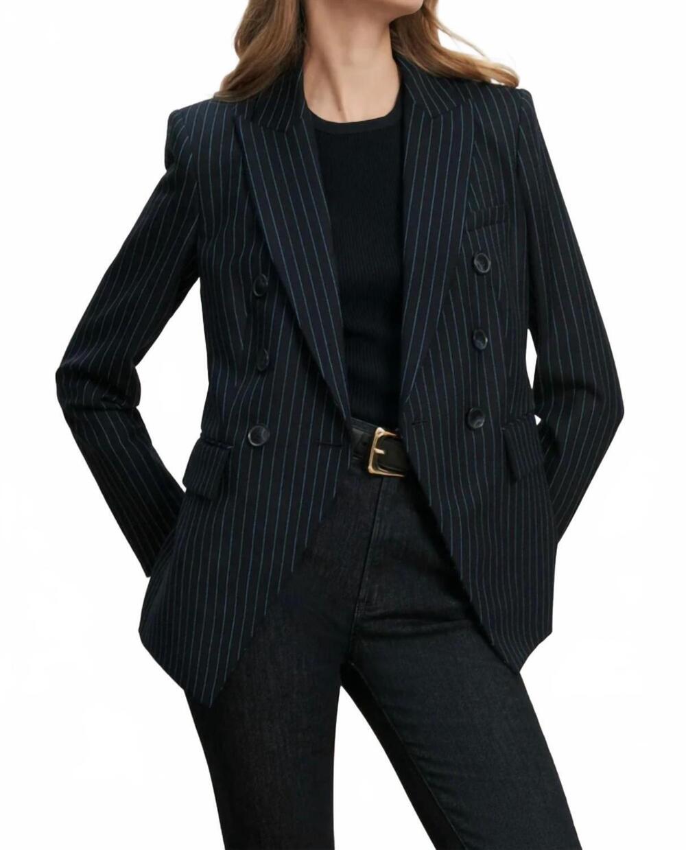 NEW VERONICA BEARD miller dickey pinstripe blazer in navy